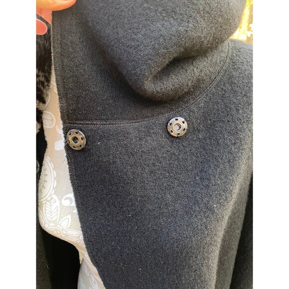Peck & Peck Collection 100% wool black jacket cape faux fur collar mob wife Sz L - Picture 7 of 9